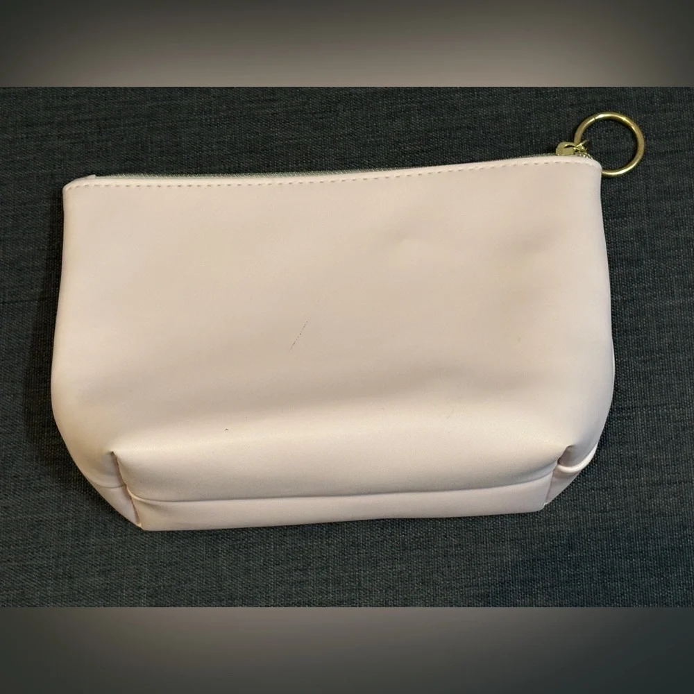 Pink Bride Makeup Bag or Clutch with Gold Accents